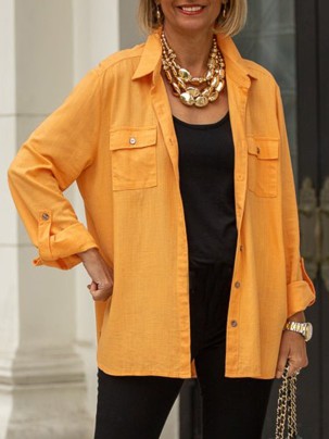 Orange button pocket shirt