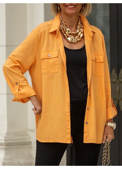 Orange button pocket shirt