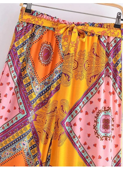 Orange printed loose pants