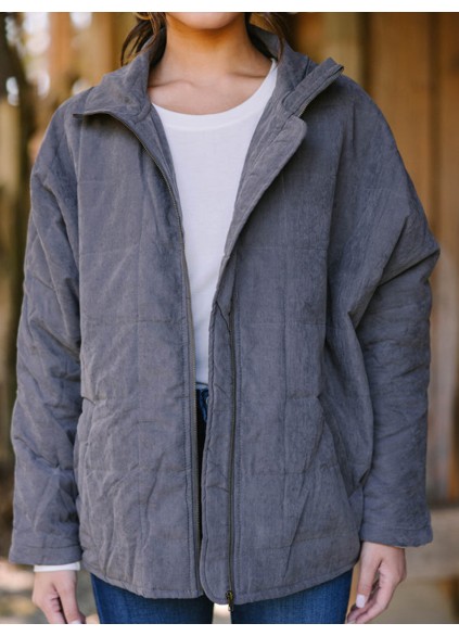 Gray Quilted Jacket