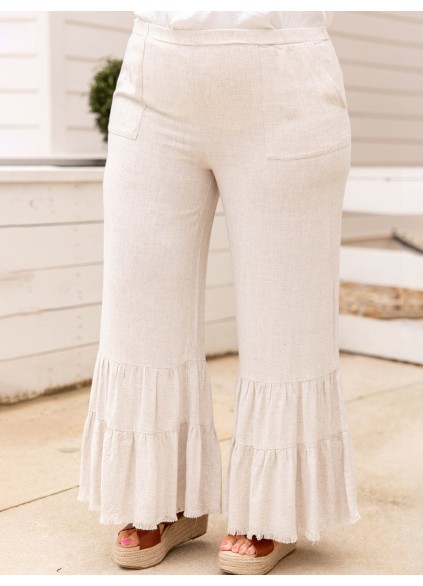 Pocket hem layered flared pants