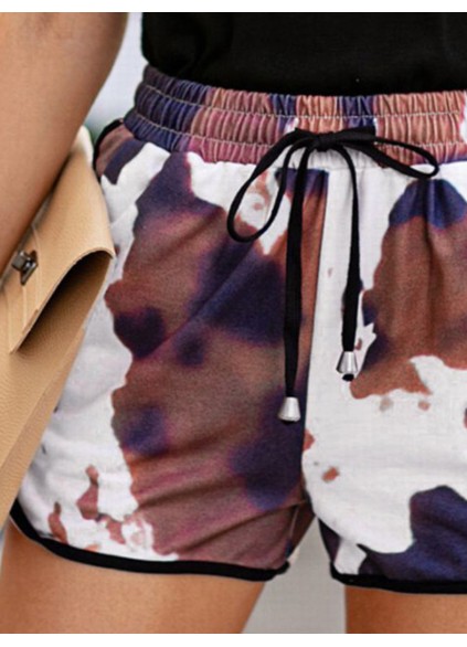 Printed Drawstring Waist Shorts with Pockets