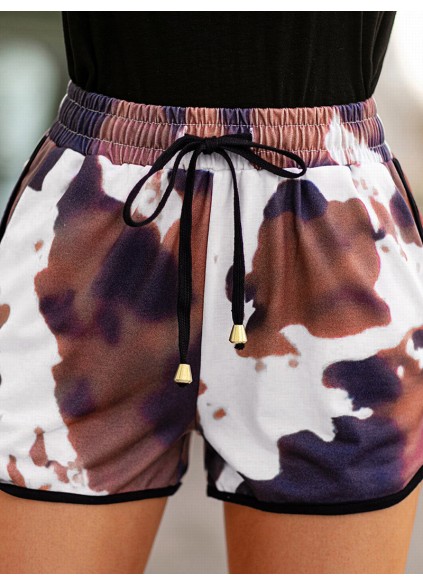 Printed Drawstring Waist Shorts with Pockets