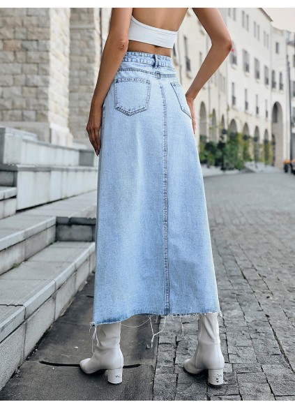 Raw Hem Denim Skirt