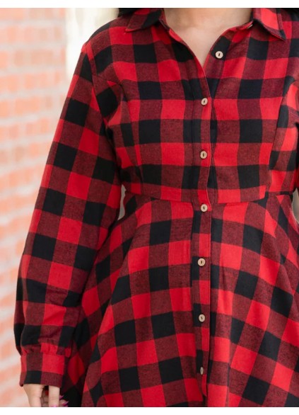 Red checkered irregular dress