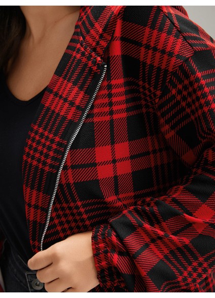 Red plaid hooded coat