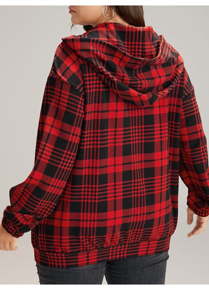 Red plaid hooded coat