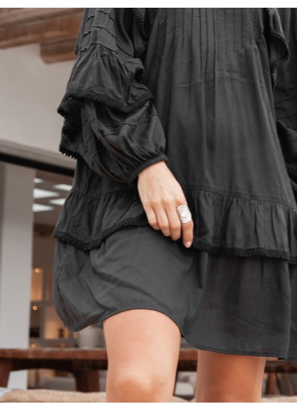 ruffled long sleeve dress