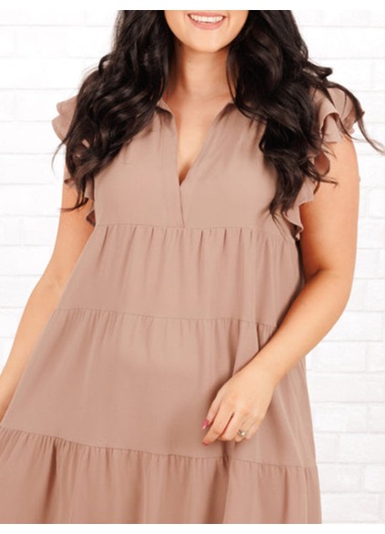 Ruffled Short Sleeve Loose fitting Dress