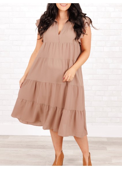 Ruffled Short Sleeve Loose fitting Dress