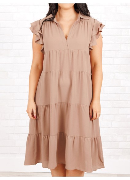 Ruffled Short Sleeve Loose fitting Dress