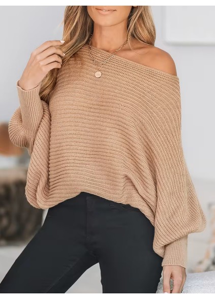 Sand Ribbed long Sleeve Sweater