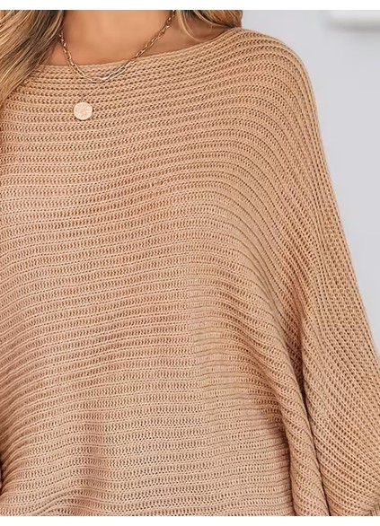 Sand Ribbed long Sleeve Sweater