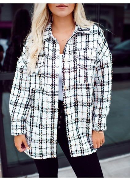 Women's black and white plaid jacket