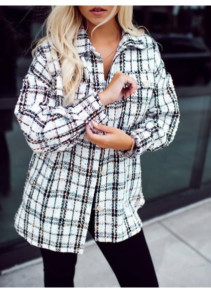 Women's black and white plaid jacket