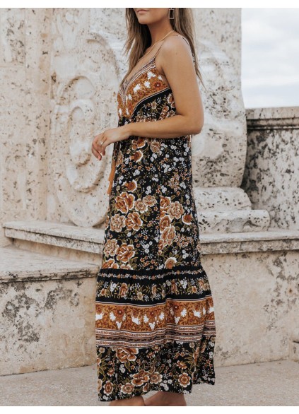 Sexy Bohemian halter print dress