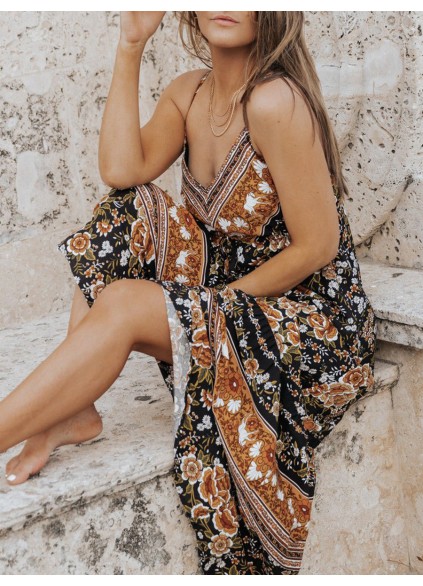 Sexy Bohemian halter print dress