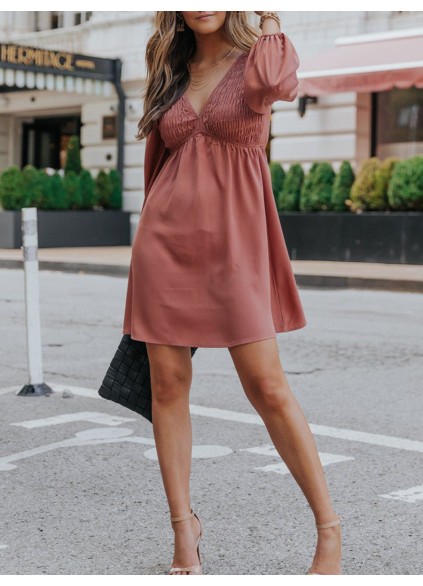 Sexy V-neck pleated A-shape dress