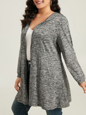 Simple hooded knit coat in gray