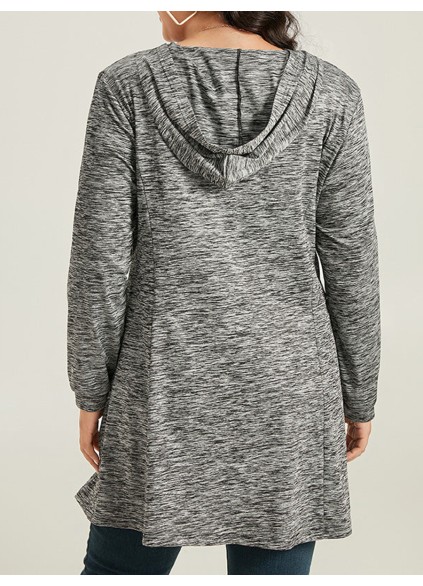 Simple hooded knit coat in gray