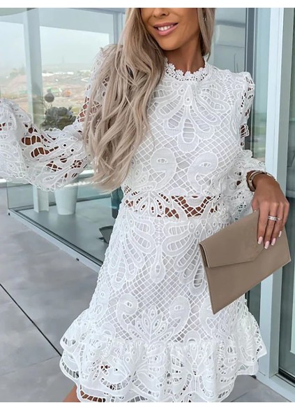 LACE PETAL TRIM MINI DRESS