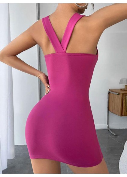 Solid Color Fashion Knitted Sexy Suspender Dress