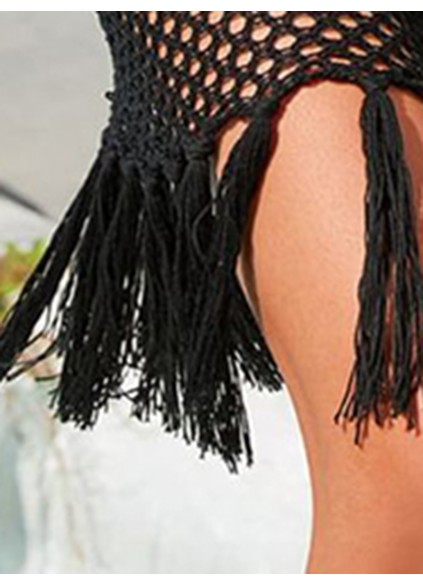 Spaghetti Strap Fringe Detail Cover-Up Dress