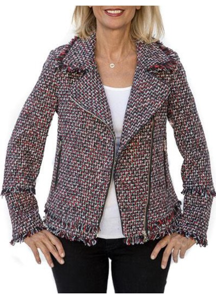 Women's knit textured motorcycle jacket