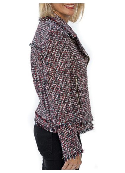 Women's knit textured motorcycle jacket