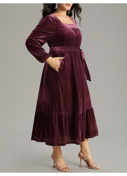 Velvet patchwork plus-size women's dress