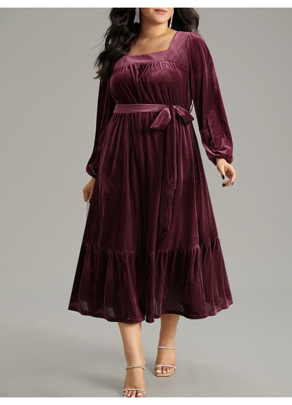 Velvet patchwork plus-size women's dress