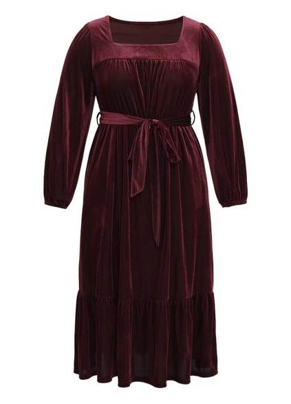 Velvet patchwork plus-size women's dress