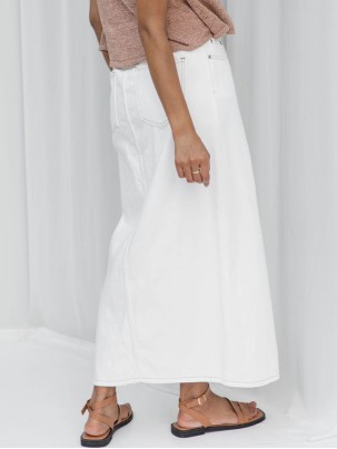 White  denim wash skirt