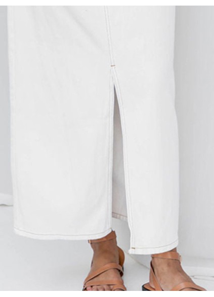 White  denim wash skirt