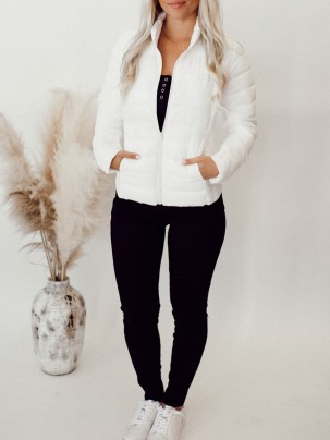 White dark patterned down jacket