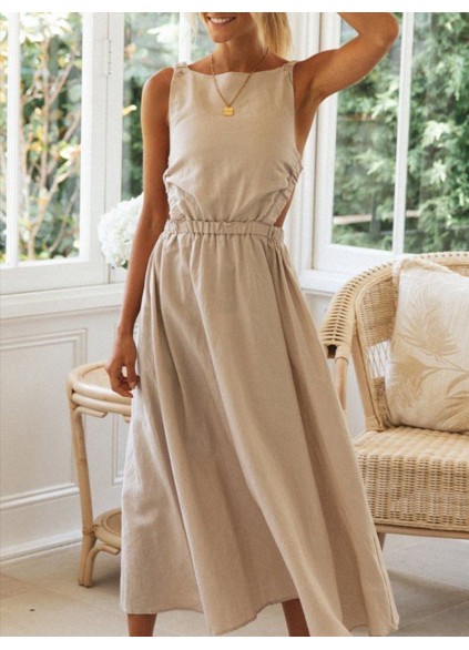 Women Casual Elegant Linen Dress