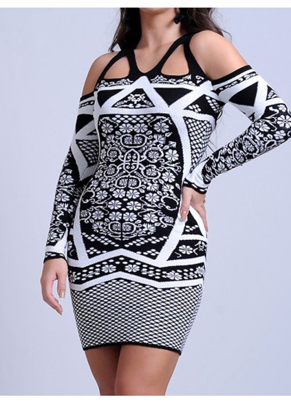 Women Casual Elegant Print Sweater Dress