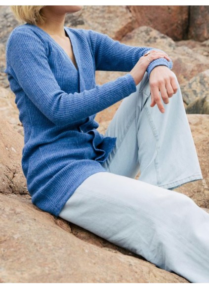 Women's blue elegant knitted sweater