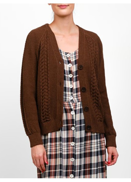 Women's brown woven cardigan