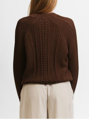 Women's brown woven cardigan