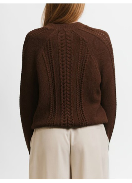 Women's brown woven cardigan