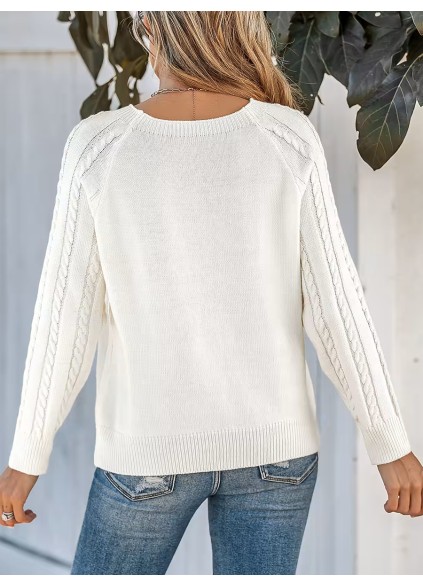 Women's cable knit button sweater