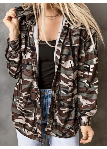 Women's Casual Camouflage Hooded Jacket