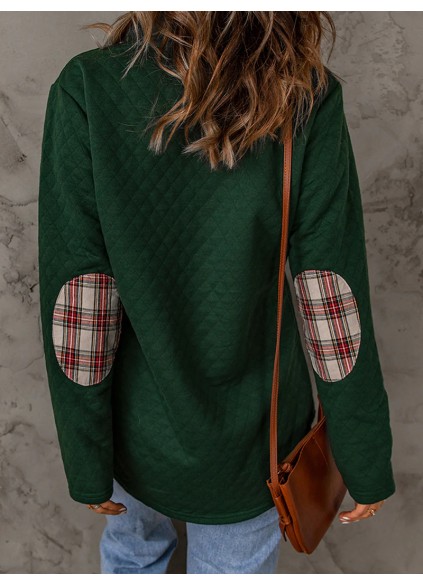 Women's casual patchwork button sweatshirt