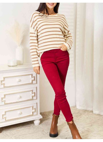 Women's Casual Striped Long Sleeve Sweater