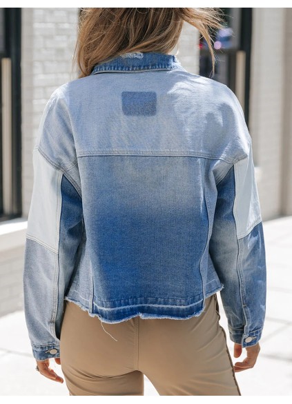 Women's contrast patchwork denim jacket