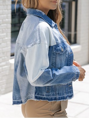 Women's contrast patchwork denim jacket