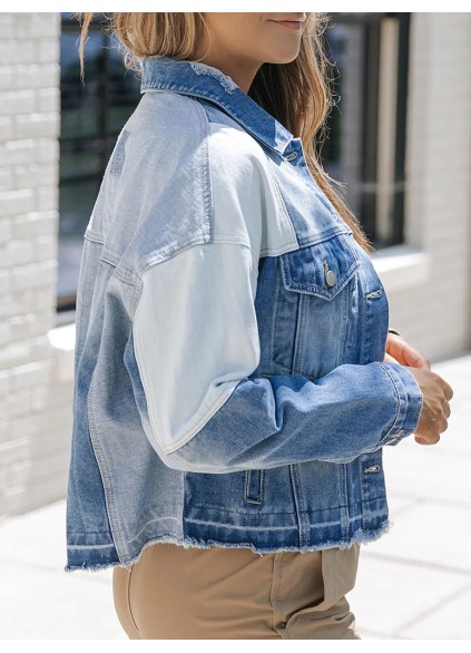 Women's contrast patchwork denim jacket