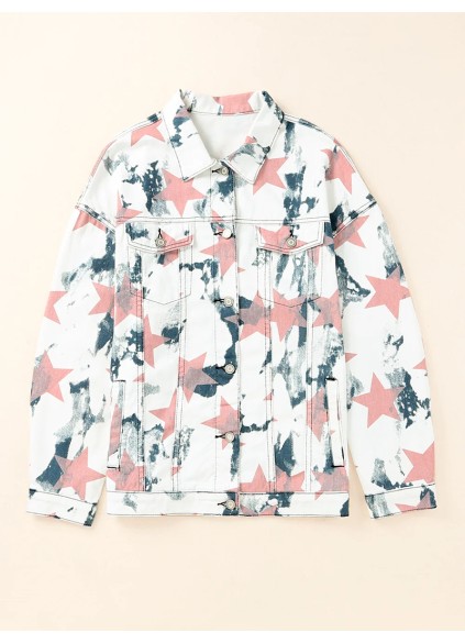 Women's contrast star print denim jacket