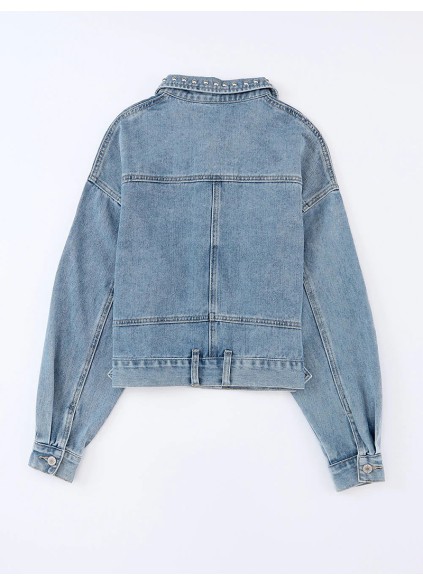 Women's denim beaded short jacket